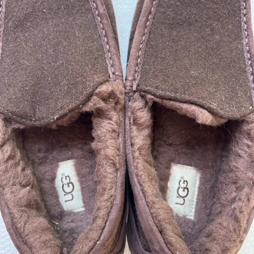 Ugg Australia Mens Ascot Wool Size 8 Brown Slippers Loafers
